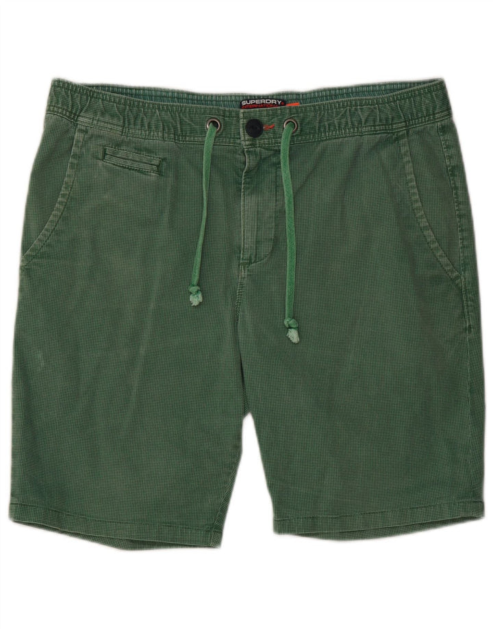 Superdry Mens Chino Shorts Grande W36 Verde Houndstooth Algodão