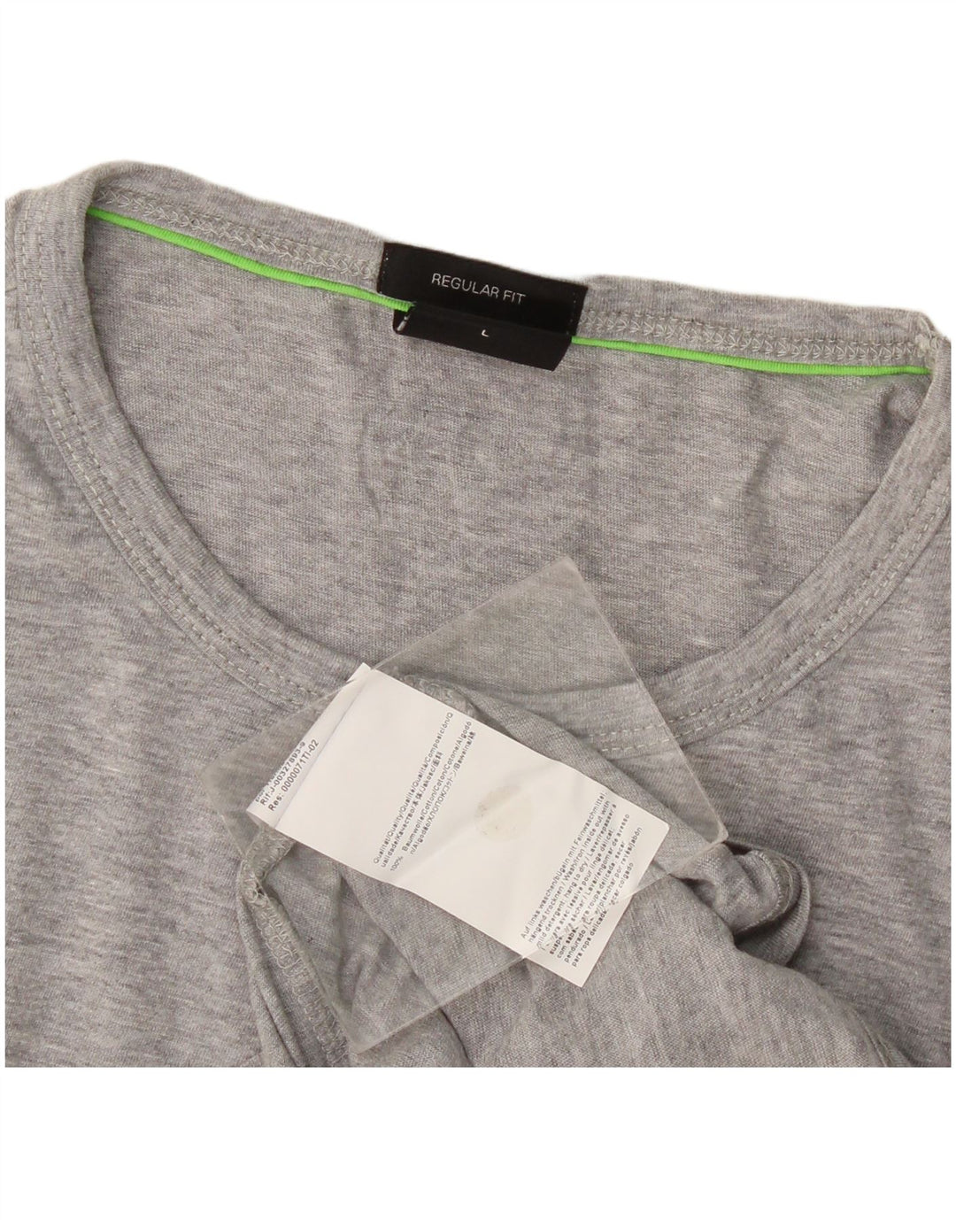 Camiseta masculina Hugo Boss com ajuste regular e estampa gráfica grande de algodão cinza