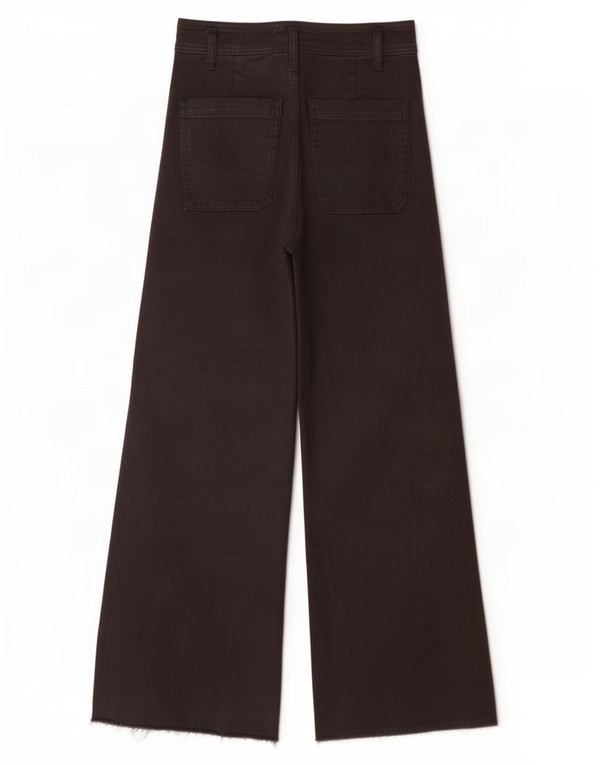 Zara Jeans feminino cintura alta com perna larga EU 36 XS W26 L29 algodão preto