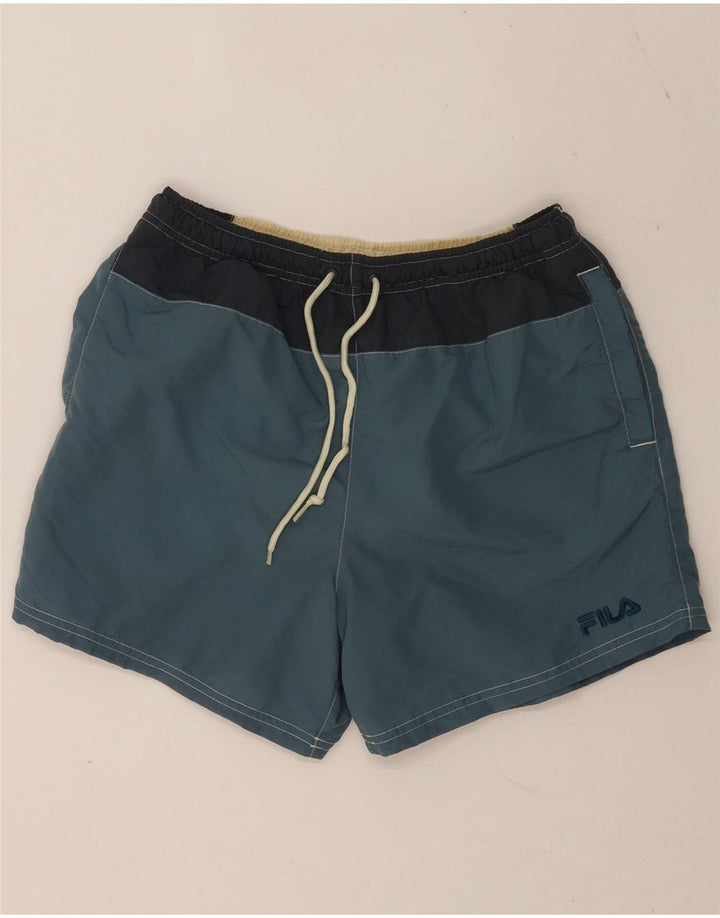 Fila Mens Graphic Natação Shorts XS Azul Colourblock Poliamida