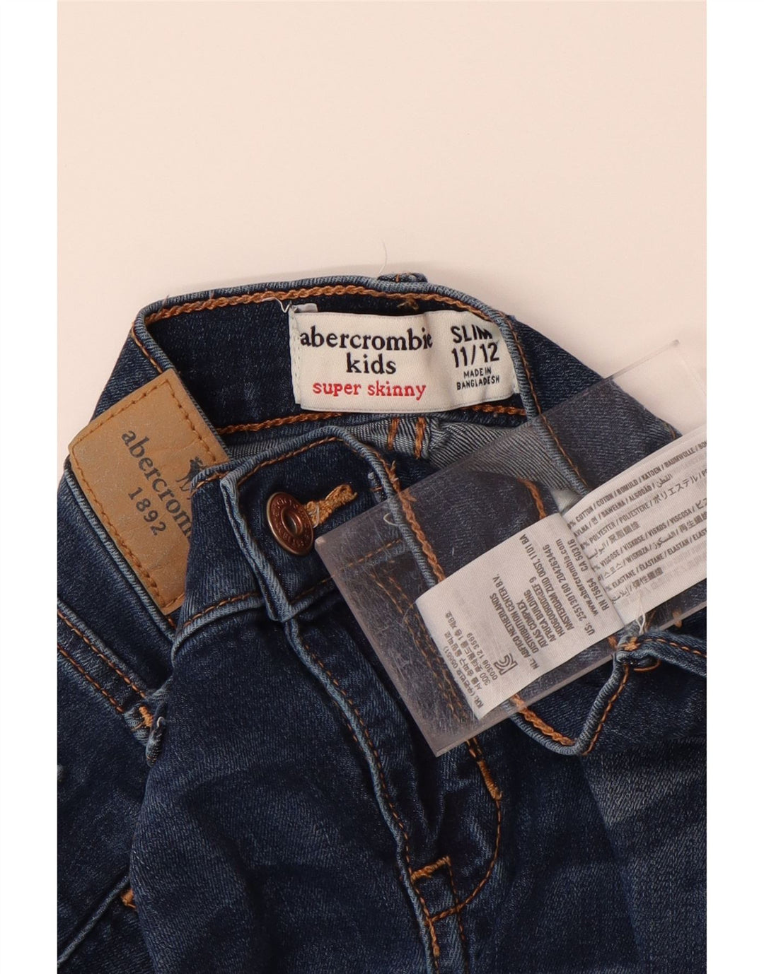 ABERCROMBIE & FITCH Jeans Super Skinny para meninos 11-12 anos W24 L26 Azul