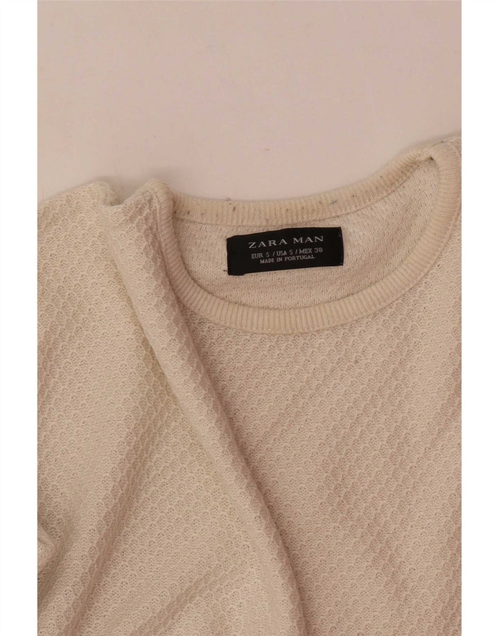 Zara Suéter masculino com gola redonda pequeno bege