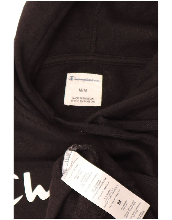 Jumper com capuz gráfico masculino Champion médio algodão preto