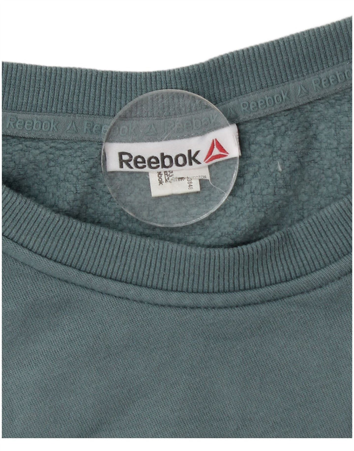 Reebok feminino gráfico moletom jumper UK 14 grande azul