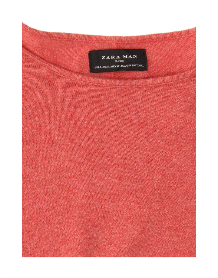 Suéter masculino ZARA com gola canoa grande vermelho