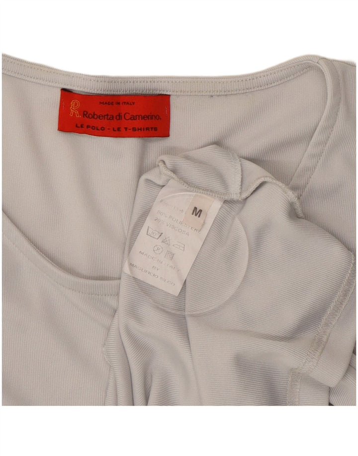 Camiseta feminina ROBERTA DI CAMERINO UK 14 poliéster cinza médio
