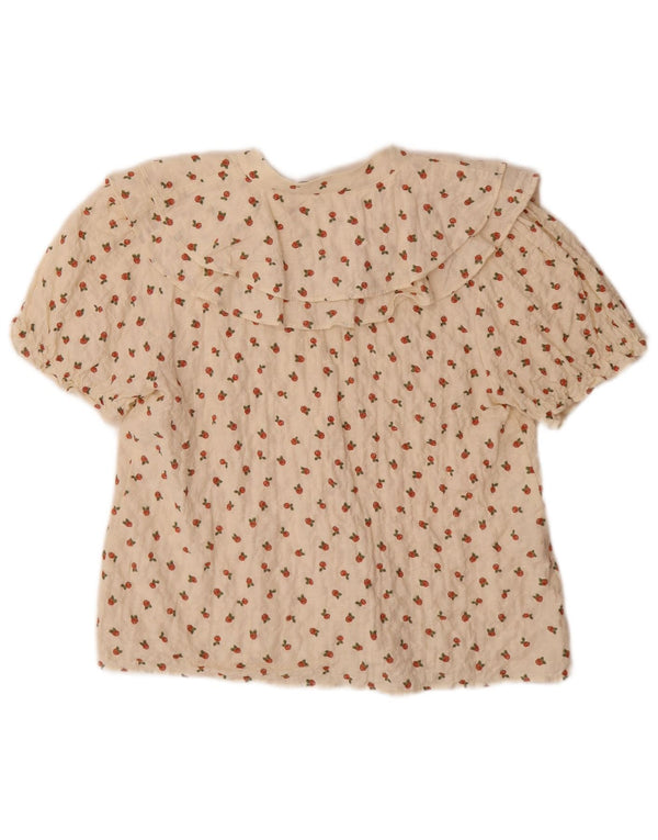 Blusa feminina Zara manga curta Reino Unido 6 XS branco floral