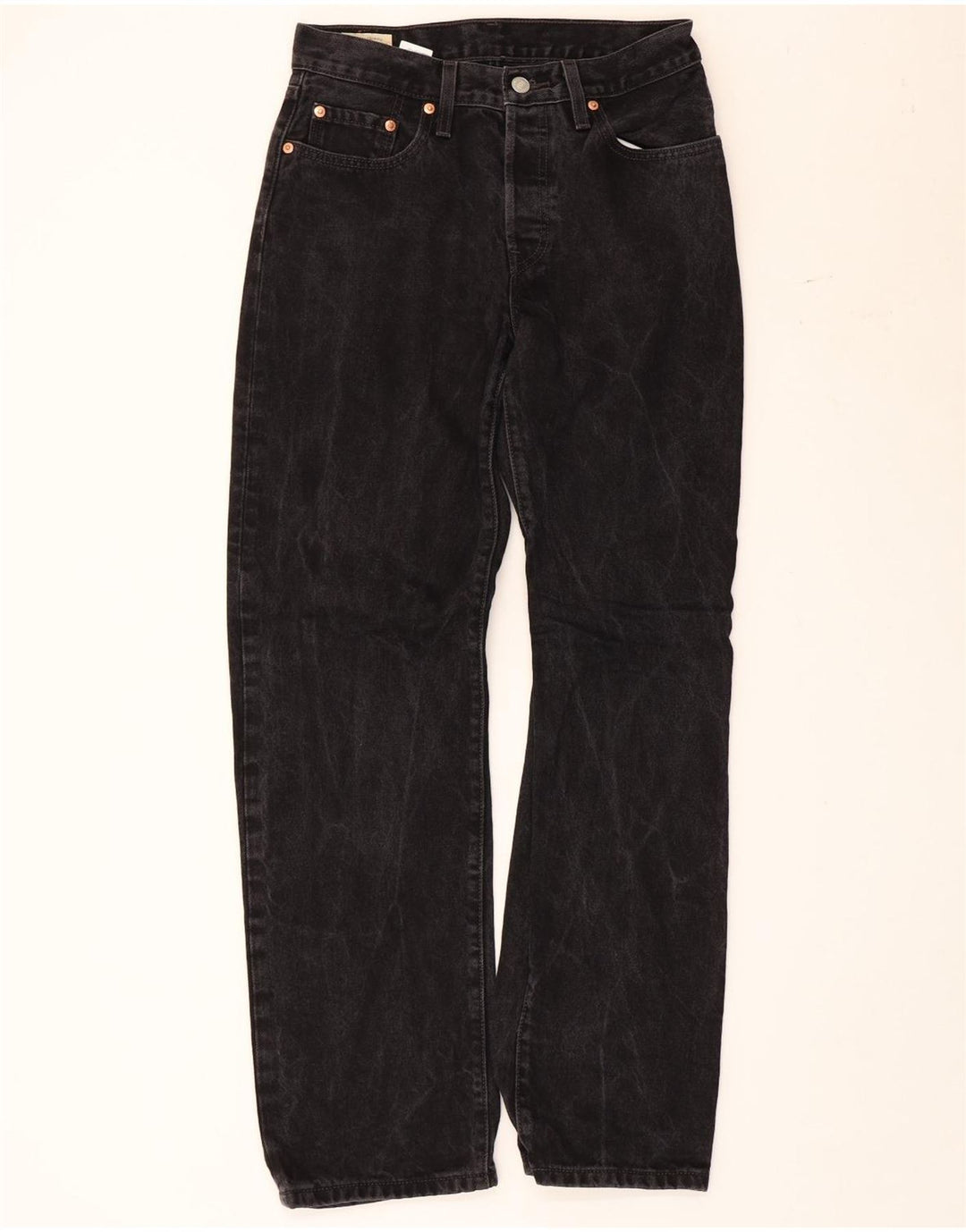 Calça jeans feminina Levi's 501 Straight W26 L32 algodão preto