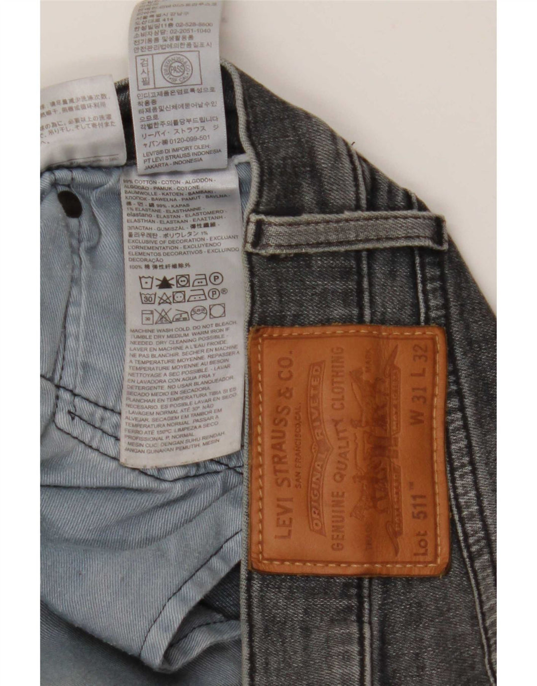 Calça Jeans Levis 511 Slim Masculina W31 L32 Cinza Algodão