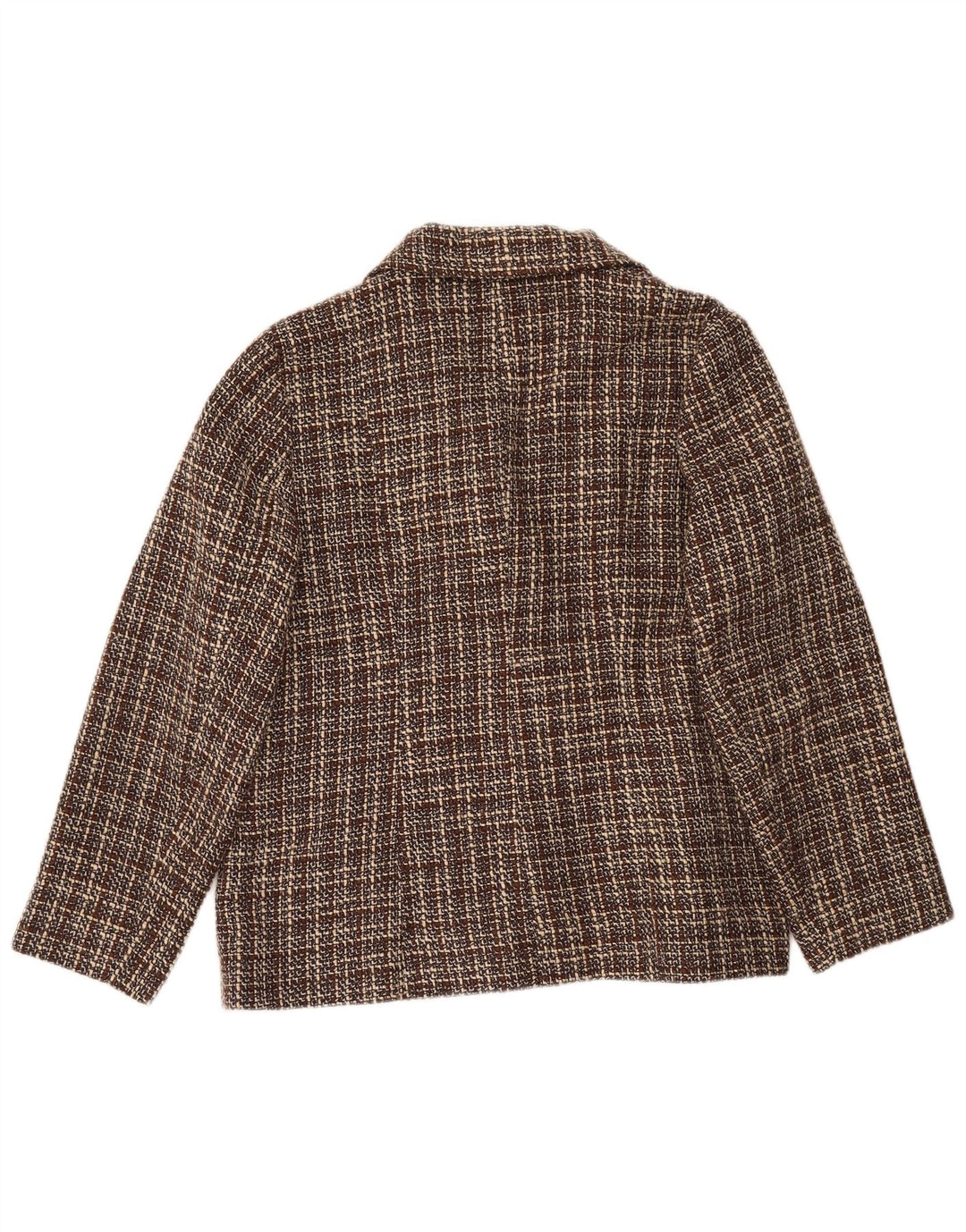 Jaqueta blazer feminina com 2 botões para guarda-roupa Reino Unido 18 XL marrom xadrez acrílico