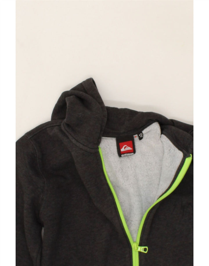 QUIKSILVER Boys Zip Hoodie Sweater 11-12 Years Grey Cotton Vintage Quiksilver and Second-Hand Quiksilver from Messina Hembry 