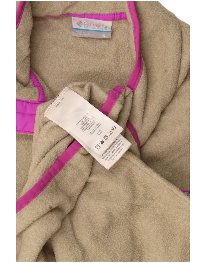 Columbia Suéter feminino de lã com gola redonda e botão UK 18 XL bege poliéster