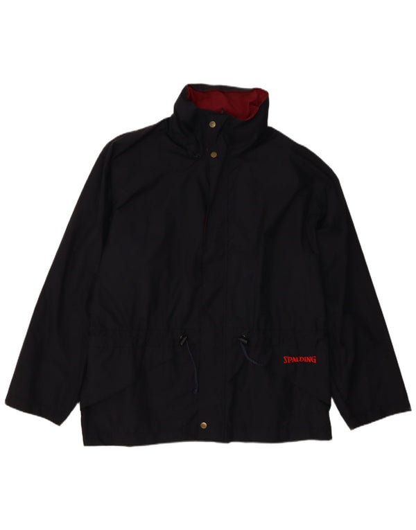 Jaqueta de chuva masculina Spalding com capuz e ajuste solto Reino Unido 38 médio azul marinho nylon