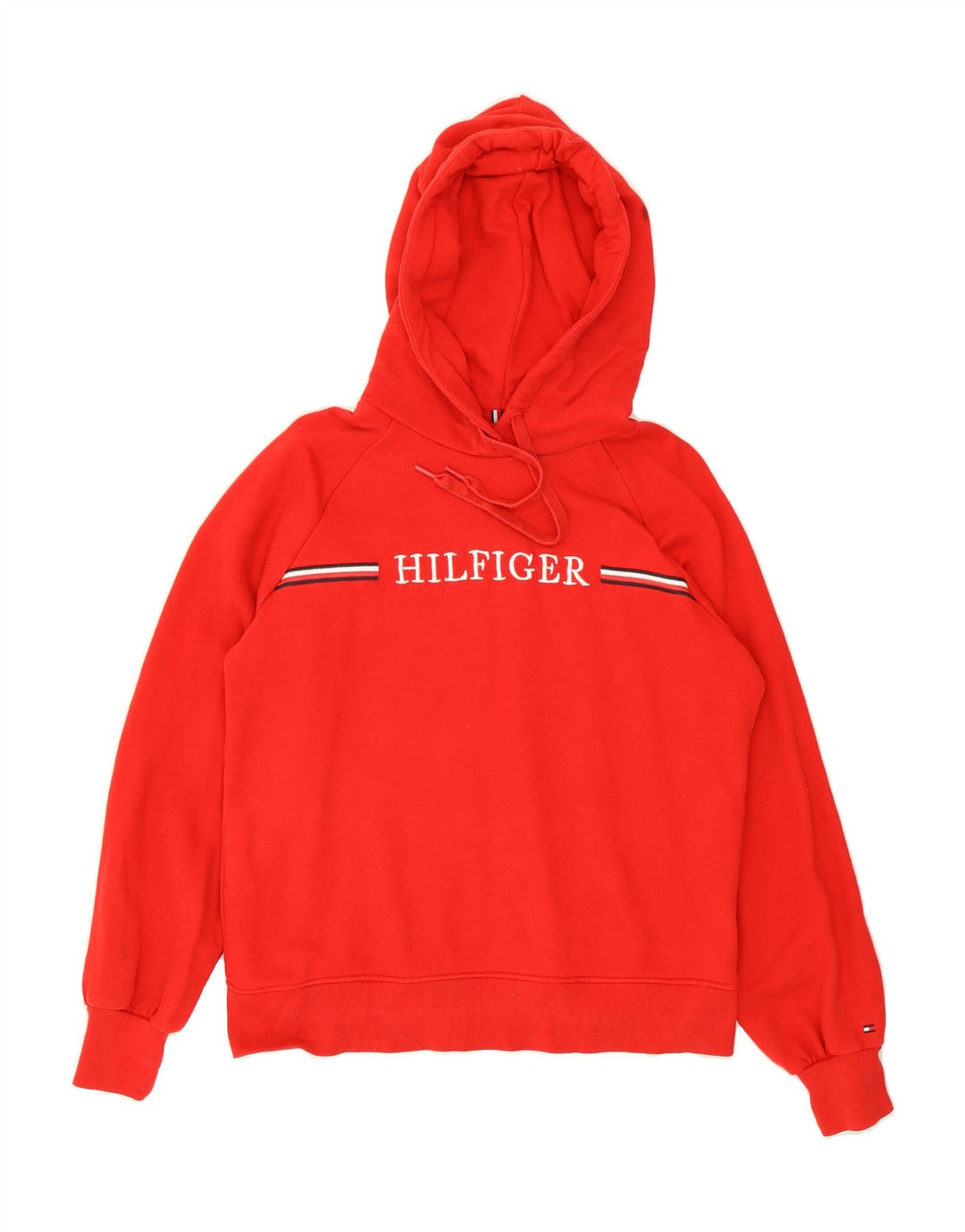 TOMMY HILFIGER Mens Graphic Hoodie Jumper XS Red Cotton Vintage Tommy Hilfiger and Second-Hand Tommy Hilfiger from Messina Hembry 