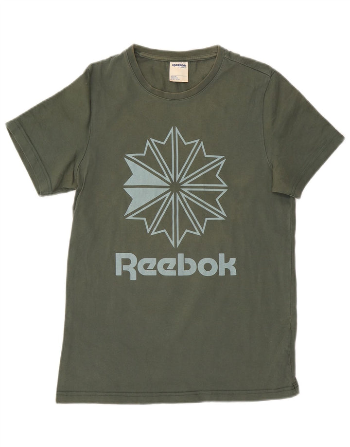 REEBOK Camiseta masculina clássica gráfica top pequeno algodão verde