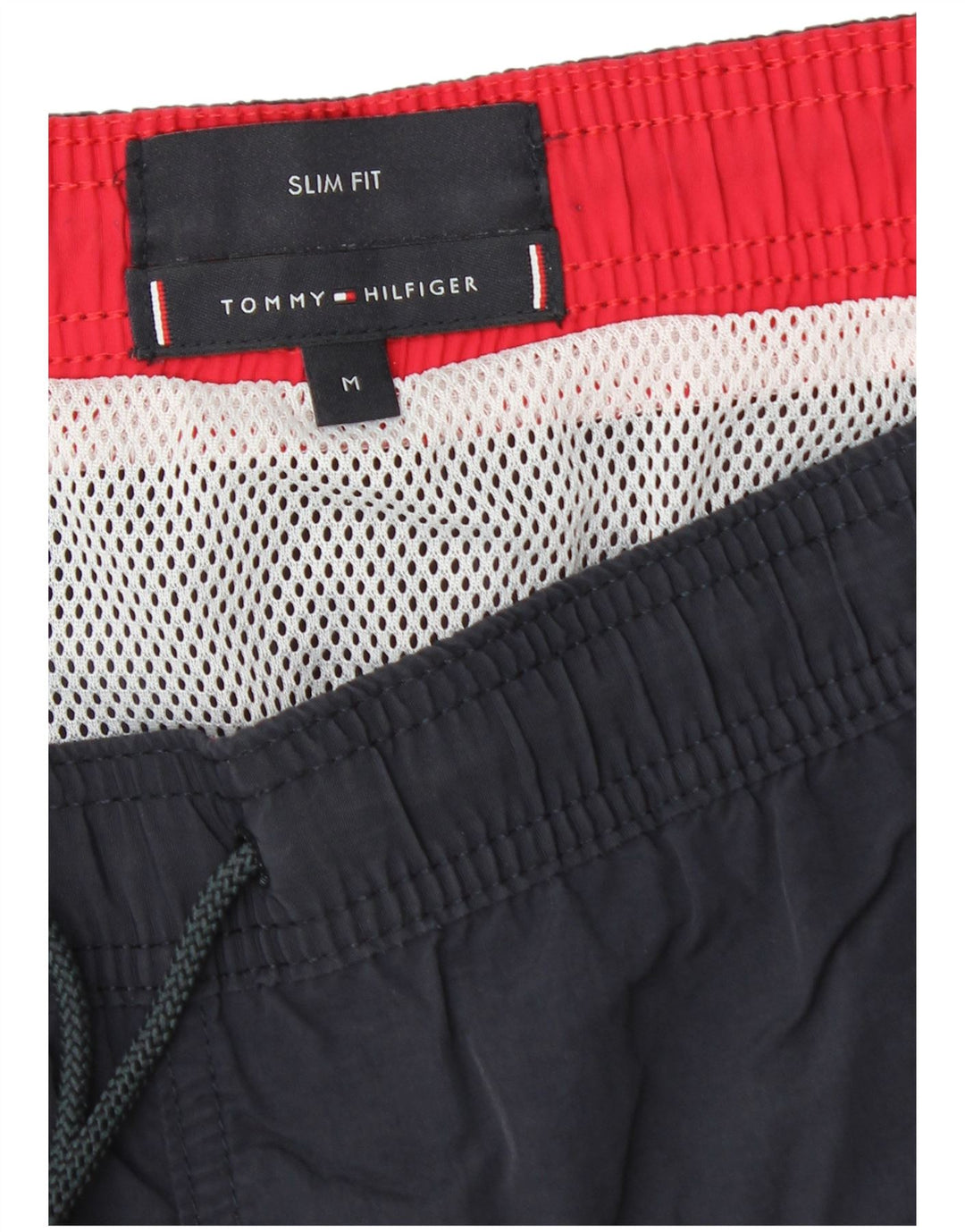 Shorts de natação masculino Tommy Hilfiger Slim Fit médio azul marinho colorblock