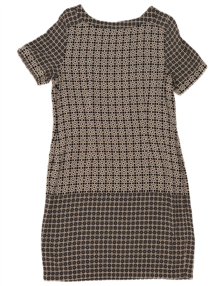Vestido feminino MARKS & SPENCER UK 14 grande viscose geométrica preta