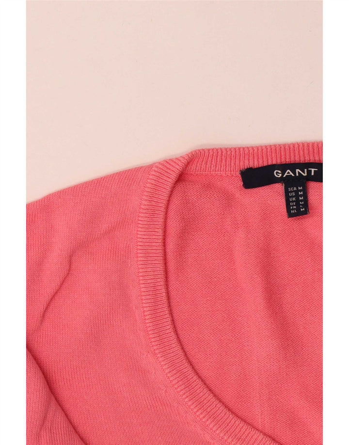 Suéter feminino Gant com decote em V Reino Unido 12 algodão rosa médio
