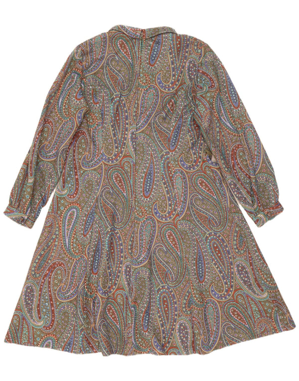 Vestido feminino Norman Linton A-Line UK 24 4XL Paisley multicolorido