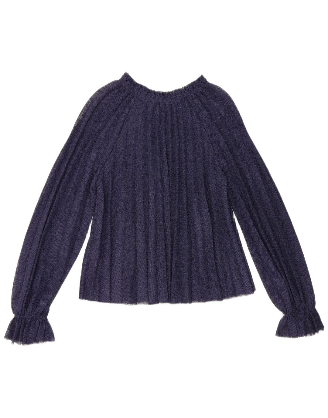 Blusa feminina Zara manga comprida oversized top Reino Unido 10 pequeno azul marinho