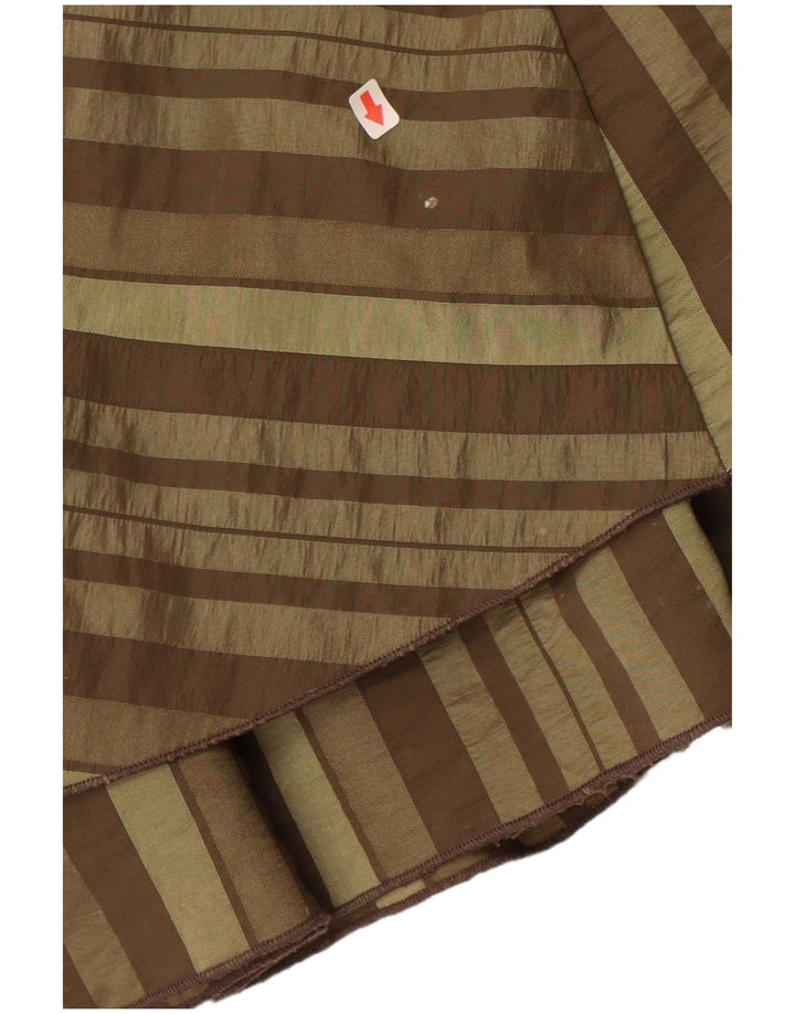 Saia feminina assimétrica evasê SASHA Reino Unido 16 grande W36 listrado cáqui