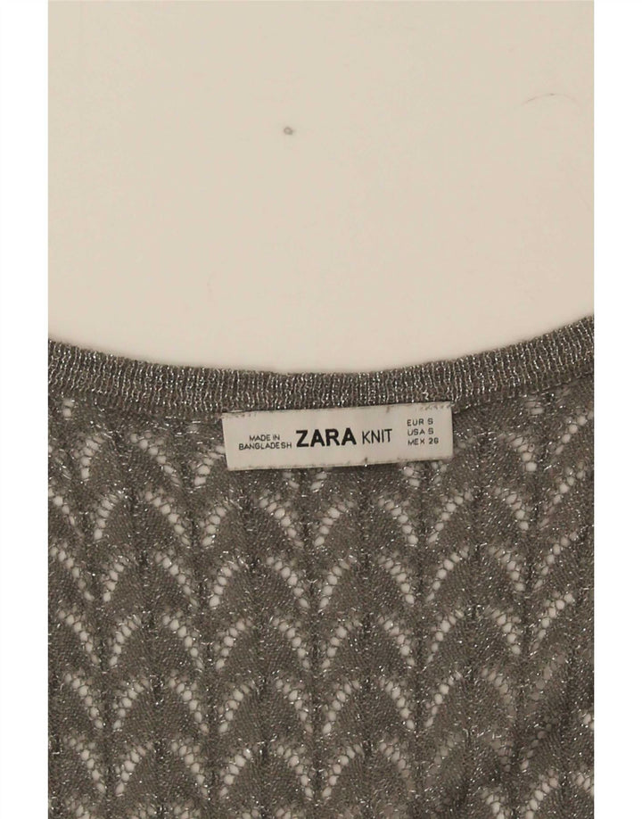 Zara Womens Crochet Vest Top Reino Unido 8 Pequeno Cinza