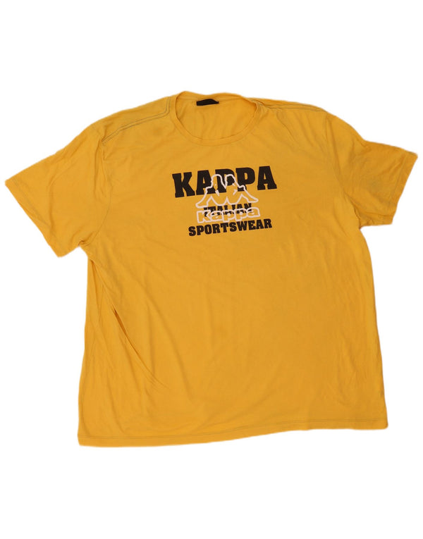 Camiseta gráfica masculina Kappa Top 5XL algodão amarelo