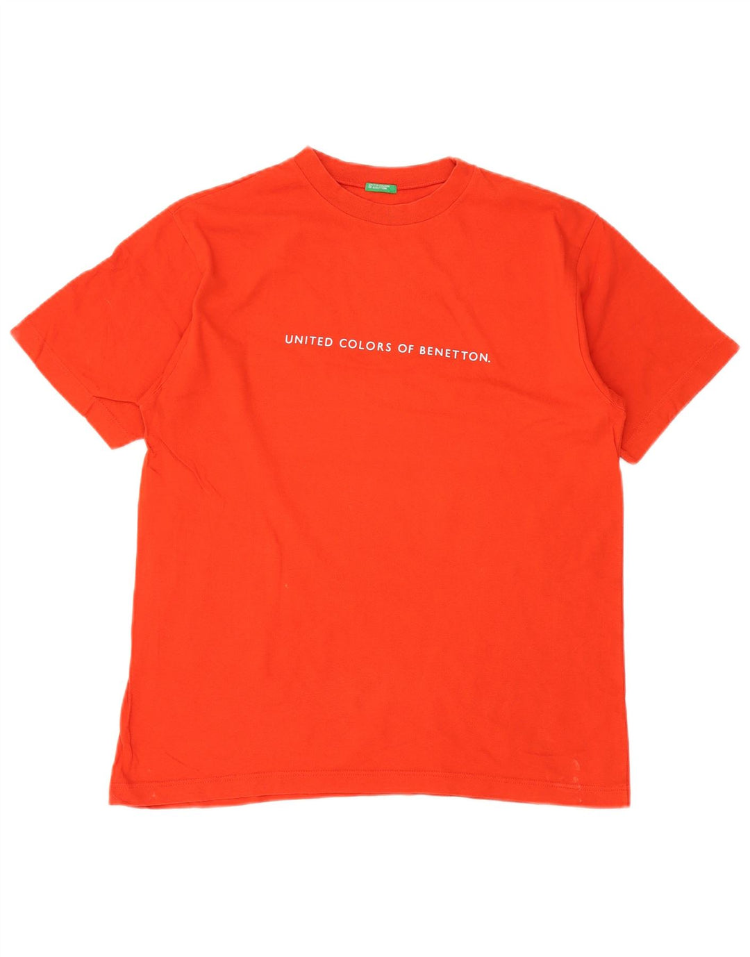 Camiseta masculina gráfica Benetton Top pequeno algodão laranja