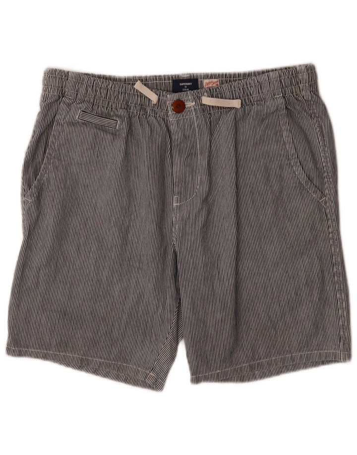 Superdry Mens Chino Shorts Médio W32 Algodão Listrado Azul