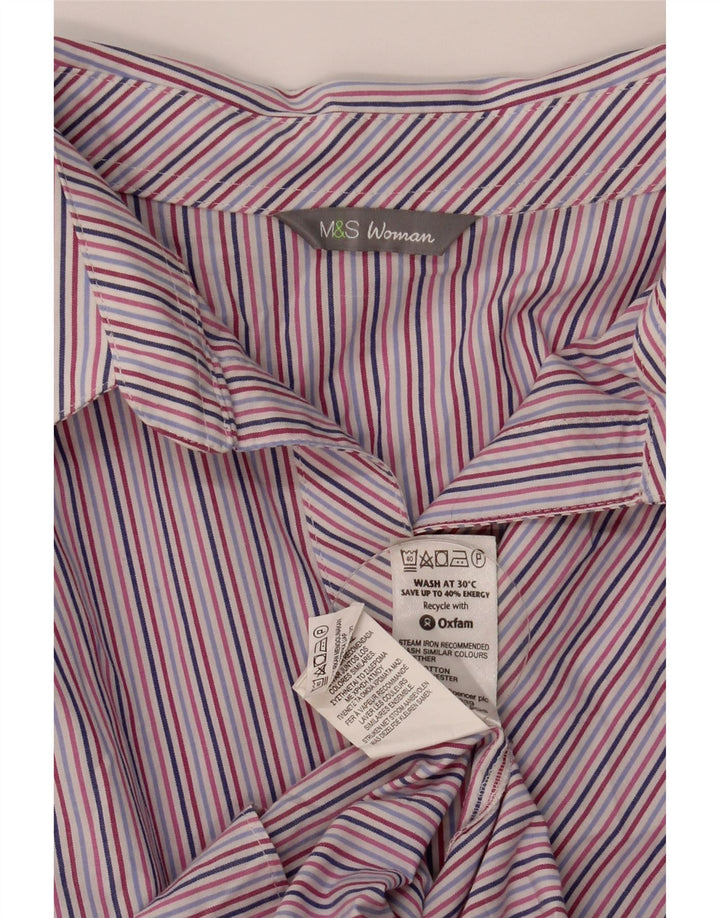 Camisa feminina de manga 3/4 da Marks & Spencer Reino Unido 12 listrada média multicolorida