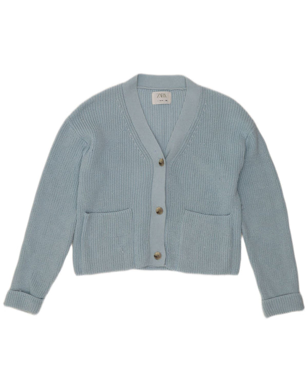 Suéter Zara Girls Crop Cardigan 13-14 anos Azul Poliéster