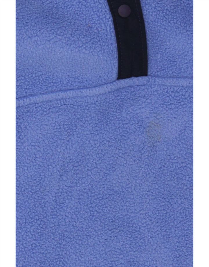 L.L.BEAN Suéter feminino de lã com gola redonda e botão UK 14 poliéster azul médio