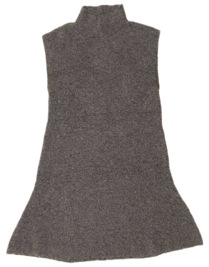 Zara Vestido feminino sem mangas, Reino Unido 14, grande, cinza, poliéster