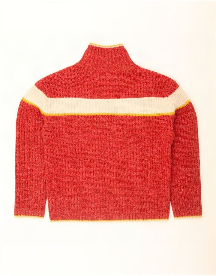 Suéter cardigã masculino Pit Stop de lã colorblock vermelho médio