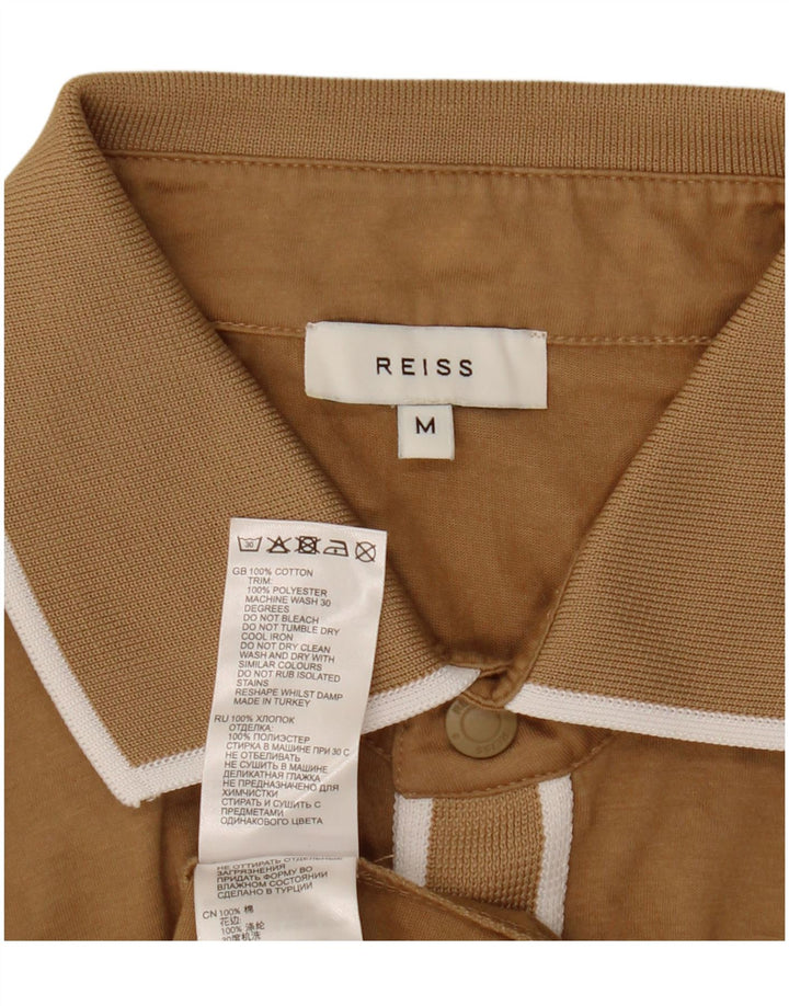 Camisa polo masculina Reiss algodão marrom médio