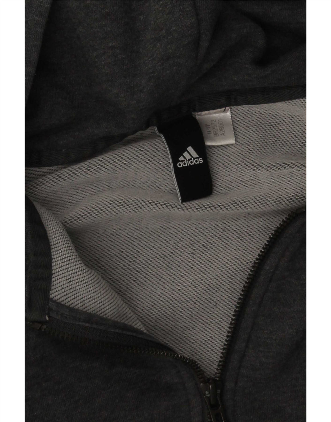 Suéter adidas masculino com capuz e zíper gráfico pequeno cinza