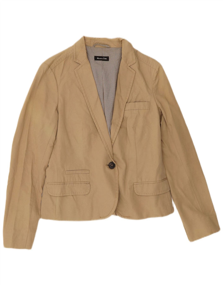 Jaqueta blazer feminina MASSIMO DUTTI com 1 botão EU 40 algodão bege médio