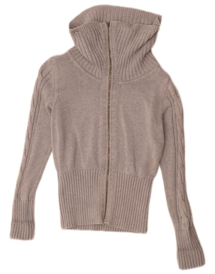 Suéter cardigã feminino com zíper completo Tommy Hilfiger Reino Unido 14 médio cinza