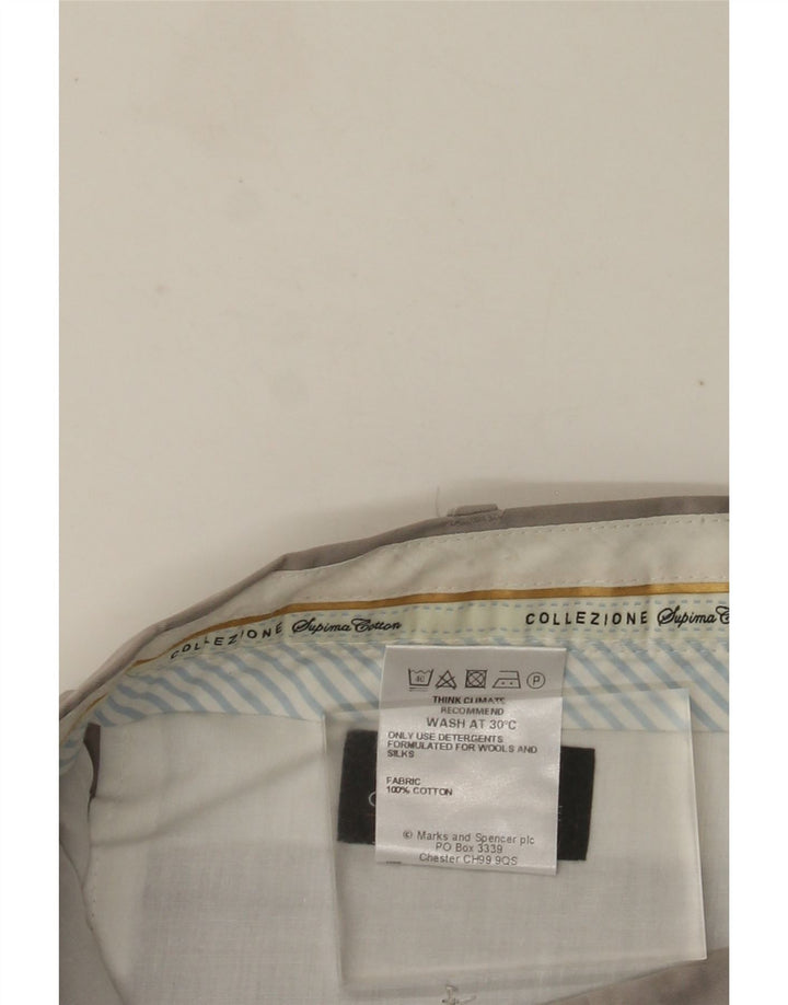 Calça masculina de terno reto MARKS & SPENCER W36 L31 algodão cinza
