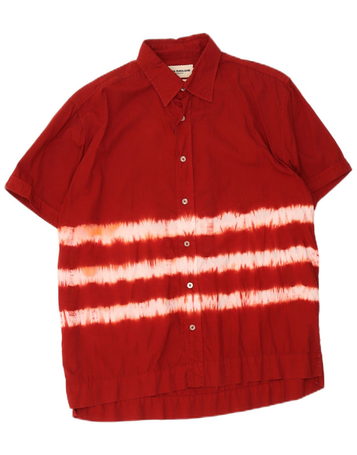 Camisa masculina de manga curta Tom Tailor de algodão tie-dye vermelho médio
