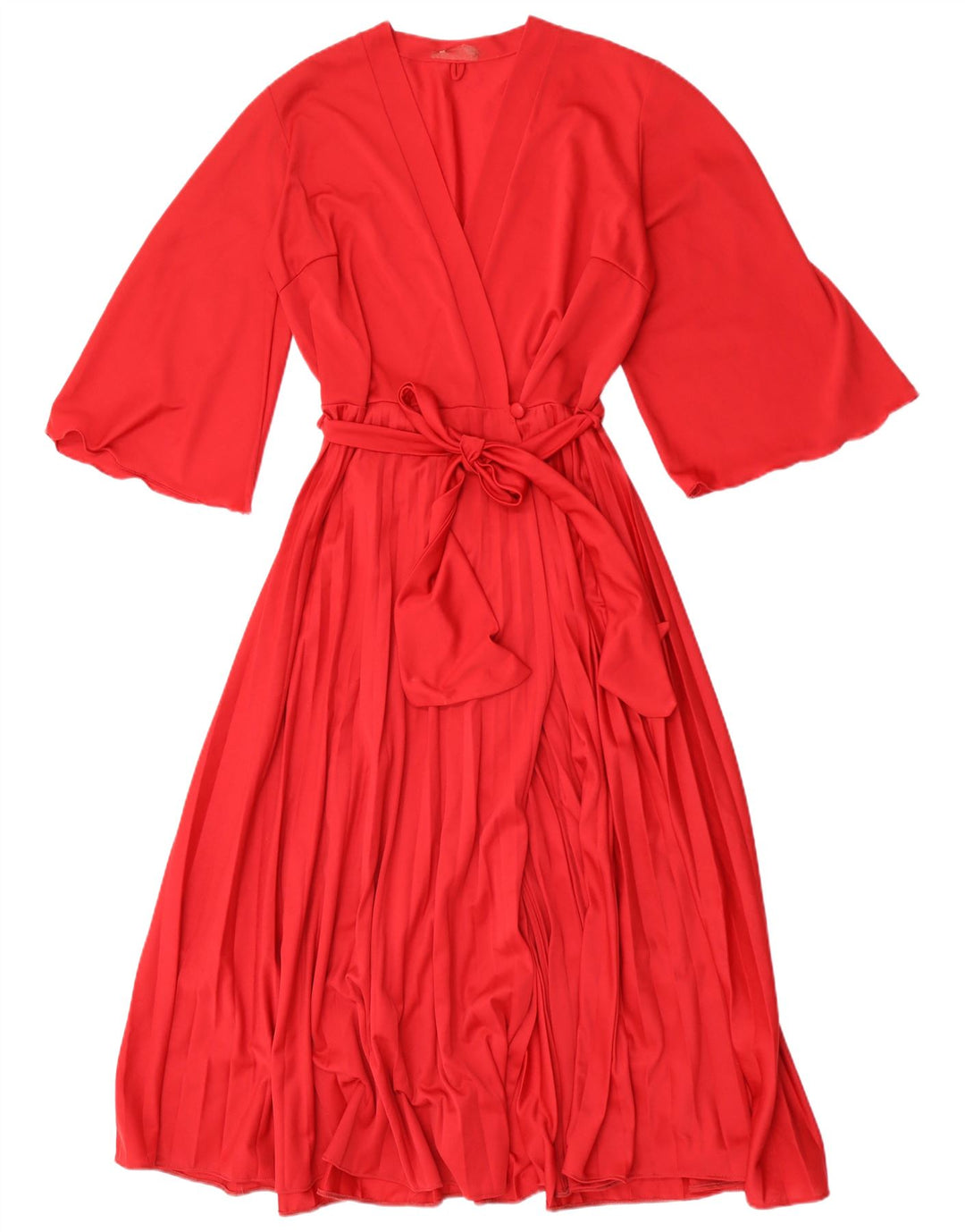 Vestido feminino vintage manga 3/4 UK 12 vermelho médio