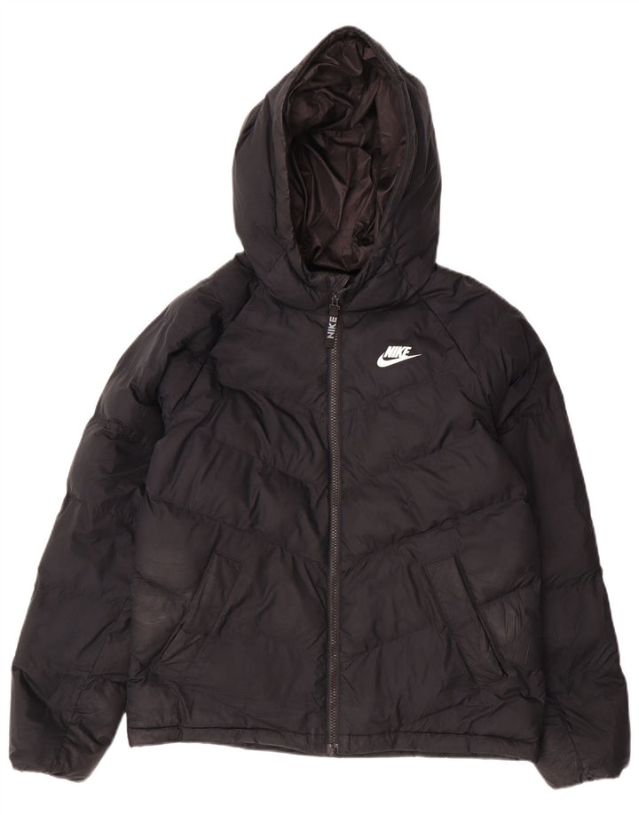 Jaqueta acolchoada com capuz Nike Boys 12-13 anos grande poliéster preto