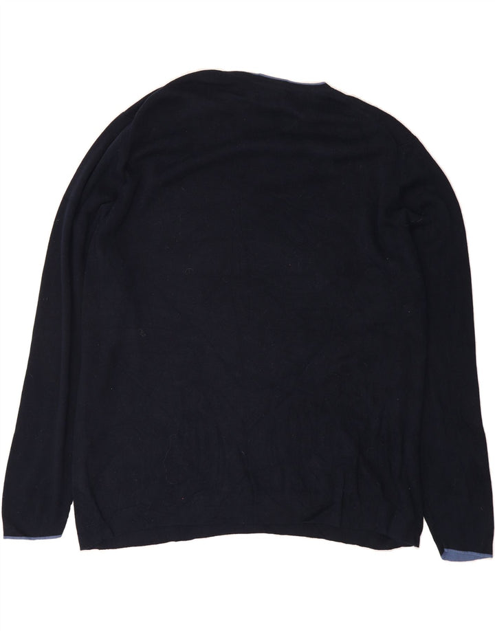 EDDIE BAUER Mens V-Neck Jumper Sweater XL Navy Blue Cotton Vintage Eddie Bauer and Second-Hand Eddie Bauer from Messina Hembry 