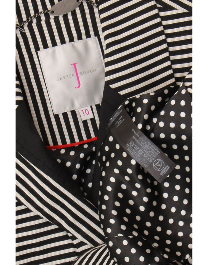 Jaqueta blazer feminina Jasper Conran manga 3/4 Reino Unido 10 listras pretas pequenas