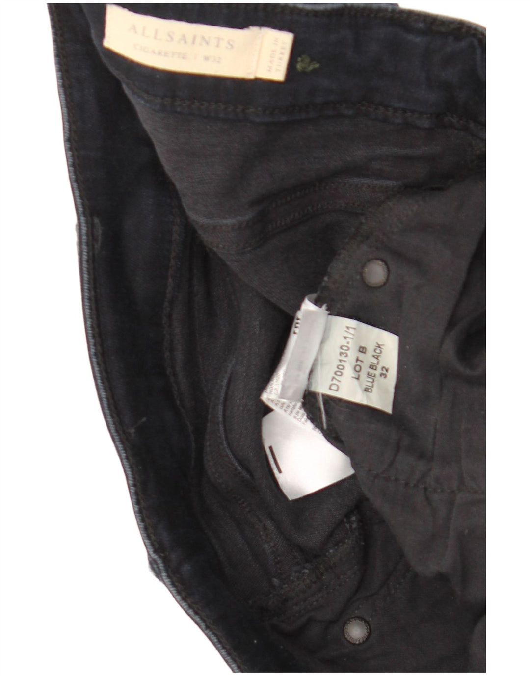 All Saints Mens Cigarette Slim Jeans W32 L32 Azul Marinho Algodão