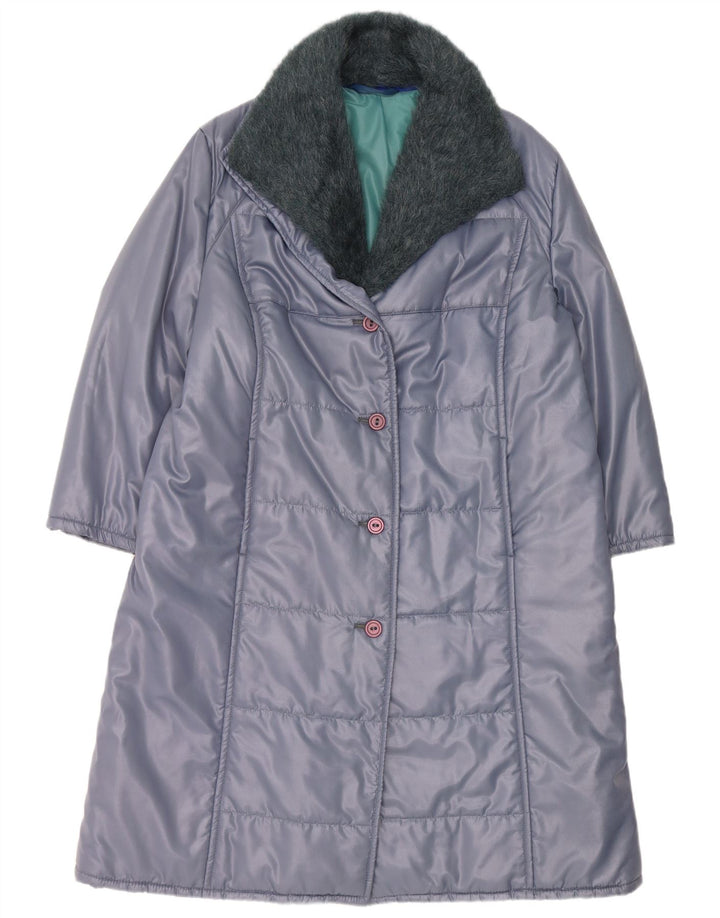 Casaco acolchoado feminino vintage IT 53 2XL azul