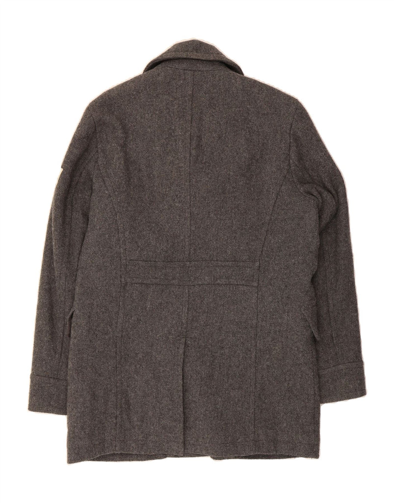 BRUNO BANANI Mens Graphic Pea Coat UK 38 Medium Grey Wool Vintage Bruno Banani and Second-Hand Bruno Banani from Messina Hembry 