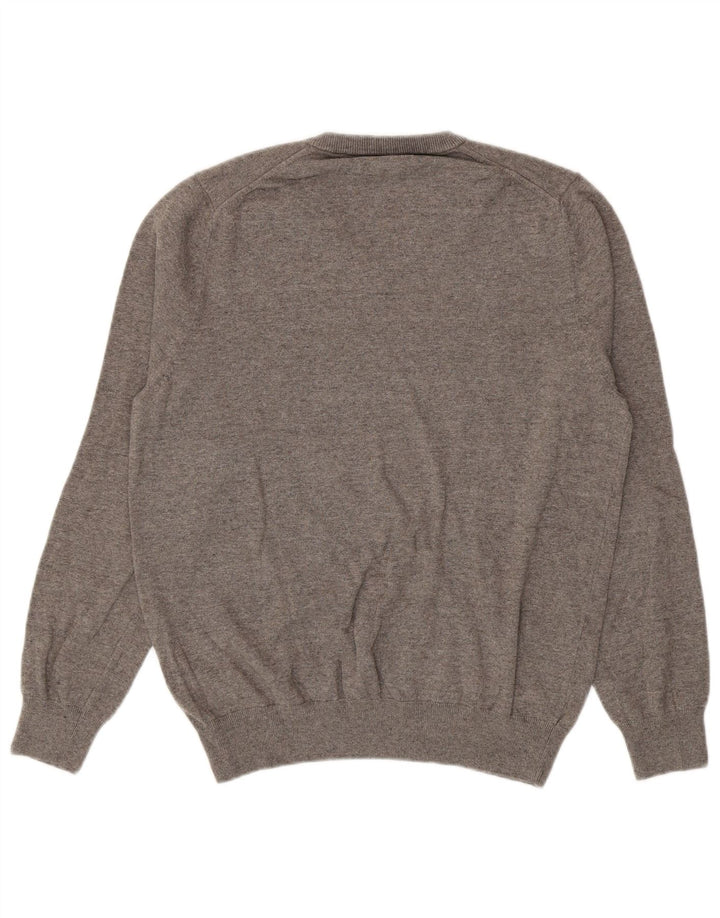 Suéter masculino Marks & Spencer com decote em V grande algodão cinza