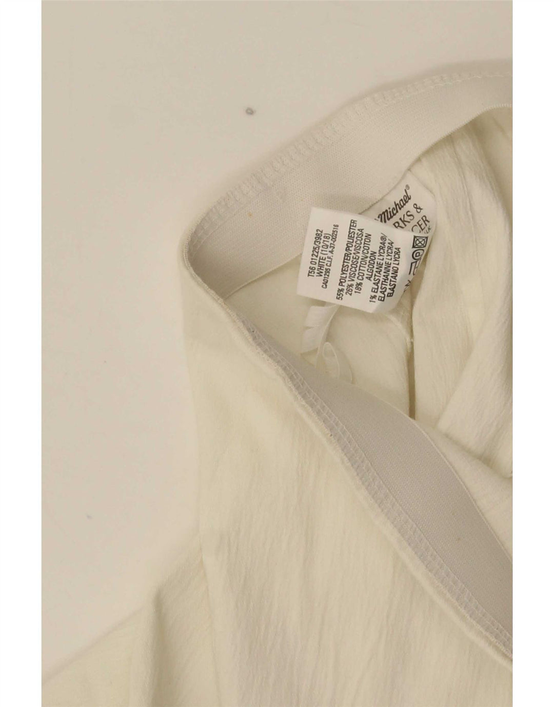 Mini saia lápis feminina Marks & Spencer Reino Unido 10 pequena W25 poliéster branco