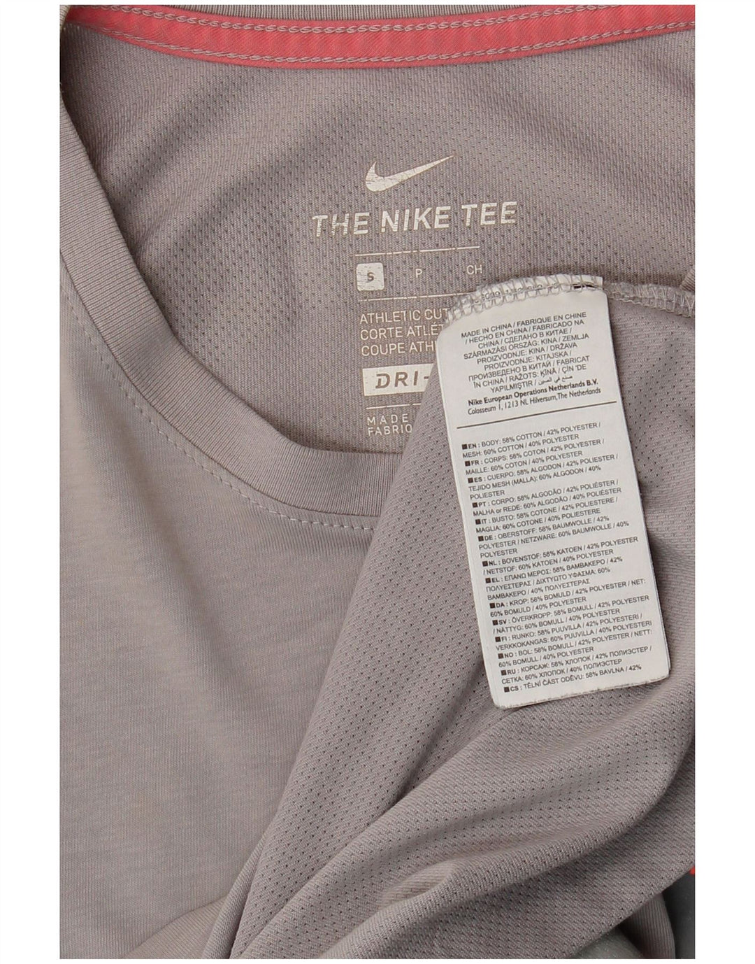 Top gráfico Nike masculino Dri Fit manga comprida pequeno algodão cinza
